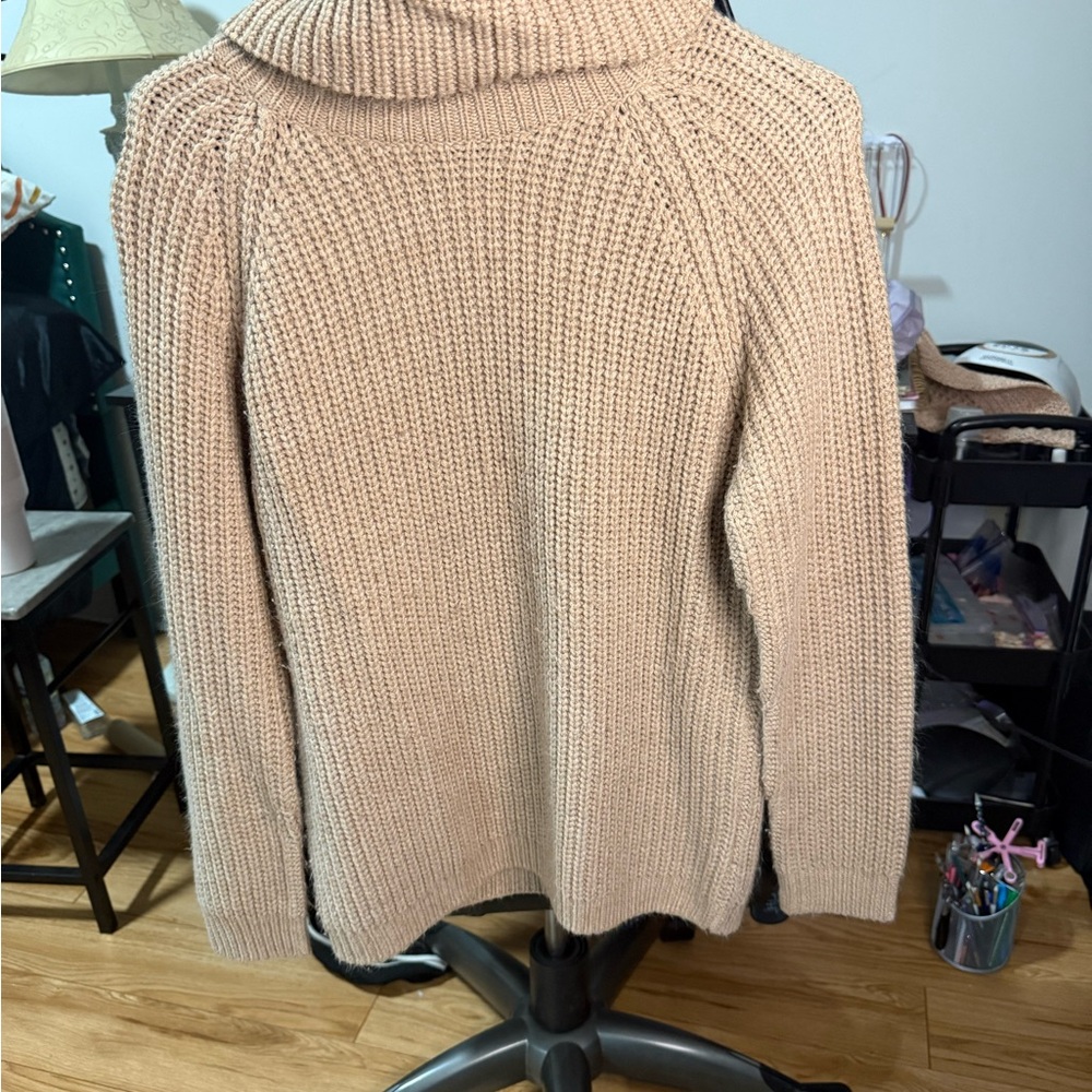 Suzy Shier Chunky Turtleneck Sweater - Light Beige